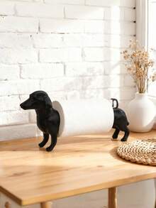 1PC Vintage Dachshund Dog Shape Brown Ceramic Freestanding Countertop Kitchen Paper Towel Holder Dispenser Creative Animal Decor Storage Organizer For Kitchen Bathroom Living Room Home Decor Funny Exquisite Gift For Friends - Multicolor - View 2
