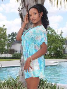 Steph T Women's Summer Casual/Vacation Paisley Print Chiffon Batwing Sleeve Mini Dress, Versatile Daily Wear - Multicolor - View 4