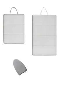 Lightweight Foldable Steam Ironing Board Set With Hook And Pad - Four-Fold Portable Ironing Board, Non-Slip Surface, Ergonomic Handle, Suitable For Home And Travel Use, Durable PP Material, Travel Laundry Solution | Foldable Design | Sturdy And Durable - Grey - View 1