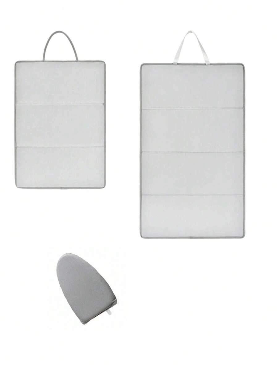 Lightweight Foldable Steam Ironing Board Set With Hook And Pad - Four-Fold Portable Ironing Board, Non-Slip Surface, Ergonomic Handle, Suitable For Home And Travel Use, Durable PP Material, Travel Laundry Solution | Foldable Design | Sturdy And Durable - Grey - View 1