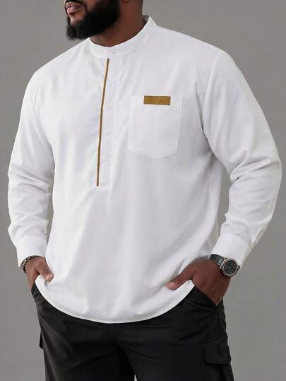 ResortEase Áo sơ mi dài tay rộng rãi màu khối cỡ lớn cho nam, mùa xuân/hè, áo trắng đi chơi cho nam, áo trắng cho nam, áo trắng dài tay cho nam, cho mùa thu