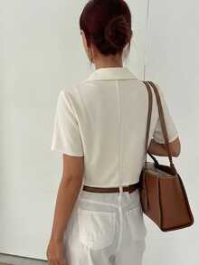 Dazy-Less Elegant Short Blouse For Wedding, Party, Banquet, Commuting, Suitable For Spring And Summer - White - View 2