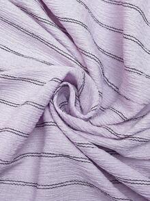 SHEIN LUNE Women's Casual Striped Short Sleeve Twist Knot Midi Dress, Suitable For Summer Vacation, Commute, And Daily Wear,Dresses For Women Summer - Mauve Purple - View 7