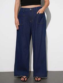 Maija Jeans droits délavés décontracté grande taille - Jean brut - Voir 1