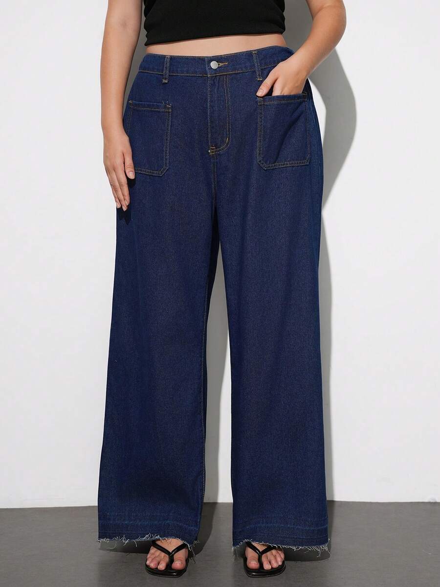 Maija Jeans droits délavés décontracté grande taille - Jean brut - Voir 1