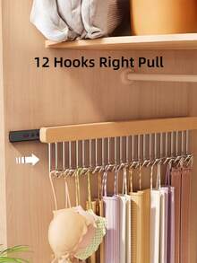 Solid Wooden Wall Mounted Pull Out Hanger For Underwear Hats Scarves Ties Vests Closet Organizer For Women TShirts Pants Dresses Winter Spring Summer Wear - Multicolor - View 9
