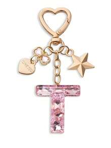 Llavero con letra linda, llavero rosa con diamante, llavero colgante de letra mayúscula de resina con lámina, llavero elegante, regalo para mujer, decoración de billetera, Día del Padre, Día de la Madre, regalo de cumpleaños, regalo festivo de Acción de Gracias y Navidad. - Polvo de diamante - Ver 30