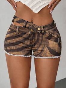 Jeanoix Women's Fashion Casual Sexy Y2K Denim Shorts - Brown - View 7