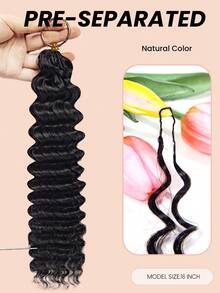 Boho Braids Tóc nối móc sóng sâu, nhẹ, không thắt nút, kiểu tóc tết Boho, tóc móc lông vũ, làm từ 100% tóc người Remy, đã được tách sẵn, thắt nút vô hình kèm dây, tóc nối móc sóng sâu siêu nhỏ đã được tạo vòng sẵn. - Natural Black - Xem 3
