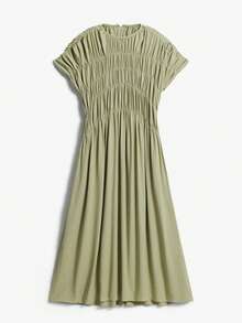 Aalyst 女士休闲宽松褶皱口袋连帽连衣裙，优雅浪漫，适合外出、约会、复活节、母亲节、通勤、度假、夏季穿着。 - 藍色 - 查看 7