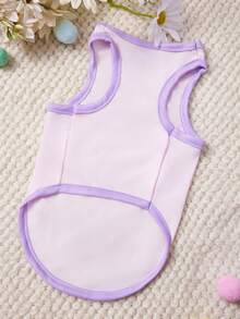 1件皇冠字母印花宠物背心 紫色 粉色 休闲风格 柔软透气 防掉毛宠物衣服 - 彩色 - 查看 4