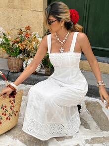 Elyressa Women's Casual Solid Color Spaghetti Strap Dress - White - View 6
