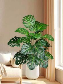 1 pieza Árbol artificial de bambú de ratán de 38CM, 60CM, 75CM con hojas de palma de plástico verde para decoración del hogar, jardín, cocina, oficina, boda, fiesta, interior y exterior, regalo - Verde - Ver 9
