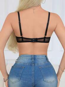 Áo ngực ren có gọng thanh lịch, gợi cảm, kiểu Pháp lãng mạn dành cho phụ nữ - màu đen - Xem 2