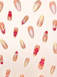24Pcs Set French Almond Shape Acrylic Elegant Romantic Sweet 3D Pink Polka Dot Ombre Floral Decor Ocean Style Nail Tips With 1pc Jelly Gel And 1pc Nail File For Daily Wear Dates Nail Supplies Nails Nail Art Acrylic Nails French Nails Press On Nails False Nails Glue On Nails Gel Nails Home Salon Manicure Tools Beauty Essentials - one size fits all - View 4