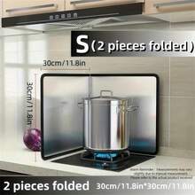 1PC Double Layer Stainless Steel Splash Guard - Heatproof, Non-Stick Kitchen Stove Protector, Foldable Panels For Home, RV, Camping - Multicolor - View 8
