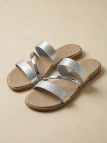 Flat Sandal In Gold, Rose And Silver Gold - 灰色 - 查看 4