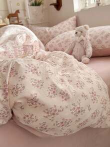 Cirelle 3件套涤纶简约复古蝴蝶结印花床上用品，男女生宿舍适用，宿舍装扮花朵床上用品套装，拉链封口，四季皆宜，柔软亲肤透气，适用于宿舍床、单人床、双人床、特大号床、卧室床被套套装，可快速机洗（包含一个被套、两个枕套，不含被芯） - 彩色 - 查看 12