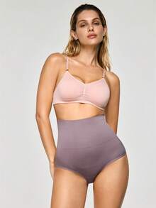 SHAPORA Women's Simple Solid Color High Waist Seamless Shaping Bottoms - Purple - View 6