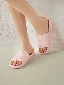 适合夏季万圣节的女士纯色软底家居拖鞋 - 粉色 - 查看 6