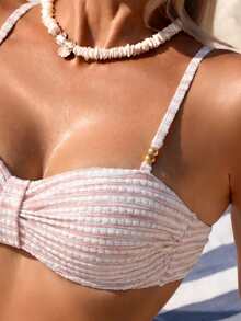 Swim Lushoire Bộ đồ bơi nữ mới với chất liệu đặc biệt, điểm nhấn là hạt cườm kim loại. - Màu Hồng baby - Xem 5