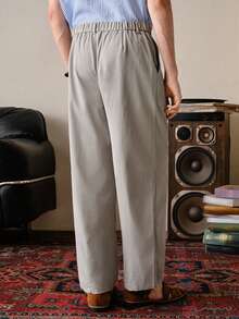 VeloEdit Gery Color Men's Casual Everyday Workwear Minimalist Solid Color Slant Pocket Pleated Long Pants Men Pants Dress High Waisted Pants Oversized Pants Pleated Suit Pants Grey Pants Old Money Daily Leisure, Boyfriend/Husband Gift, Father's Day For Father Summer - Light Grey - View 3