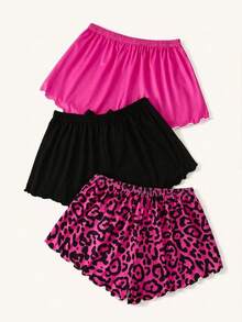 Chillnights 3pcs Women Summer Casual Bow Decor Pajama Bottoms - Multicolor - View 2