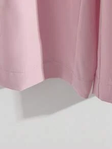 大码优雅两件套：撞色滚边短袖针织上衣和高腰A字裙 - 黑與白 - 查看 5