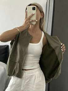 DAZY Summer New Loose Casual Sleeveless Vest, Business Casual Style For Women - Army Green - View 5