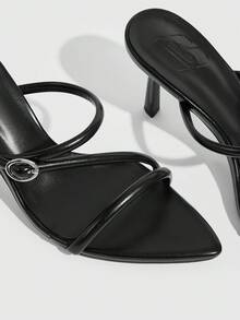 CUCCOO SZL Giày sandal cao gót mũi nhọn cho nữ, thích hợp cho mùa hè. - màu đen - Xem 5