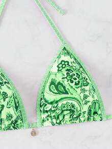 Swim Vcay Áo bikini cổ yếm họa tiết ngẫu nhiên mùa hè dành cho nữ VCAY - Màu xanh Bạc hà - Xem 5