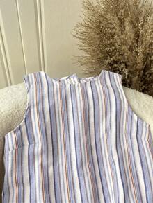 SHEIN LUNE Women's Casual Striped Sleeveless Button-Up Shirt,Summer Top - Blue - View 6