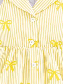 SHEIN Elladie kids 女童夏季新款时尚Polo领露背吊带束腰甜美度假风连衣裙，少女正式礼服 - 黃色 - 查看 6