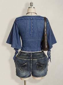 SHEIN ICON Áo thun nữ cỡ lớn cổ chữ V, kiểu dáng thường ngày, đa năng. - Nhiều màu - Xem 2