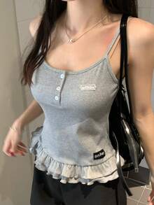 DAZY Áo hai dây nữ kiểu dáng thường ngày, đa năng, thích hợp mặc hàng ngày. - Xám - Xem 1
