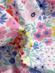 Swim Mod Conjunto de bikini de 3 piezas con parte superior triangular con escote de pico y espalda descubierta, y Bottom, con estampado de lunares y lazo, para mujer. Conjunto de bikini con estampado floral para primavera/verano como atuendo de playa para mujer - Multicolor - Ver 6