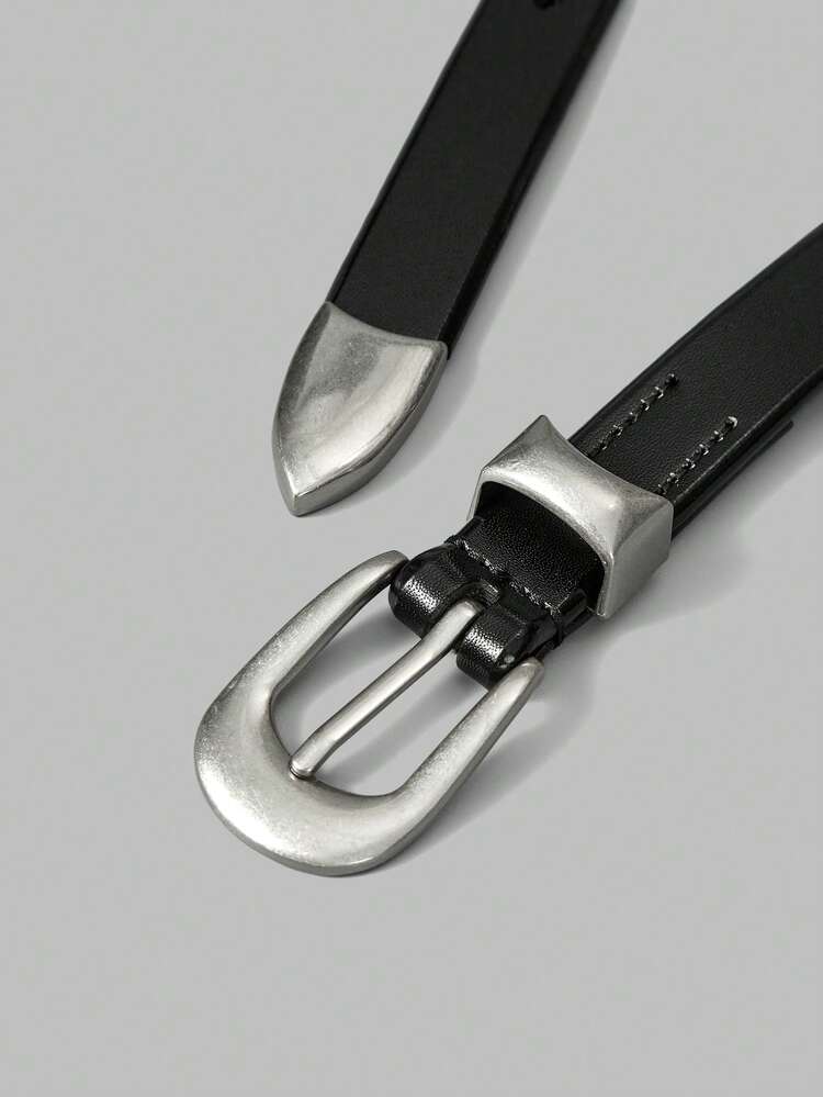 Black Fashion Buckle Belt, Suitable For Dresses And Pants
