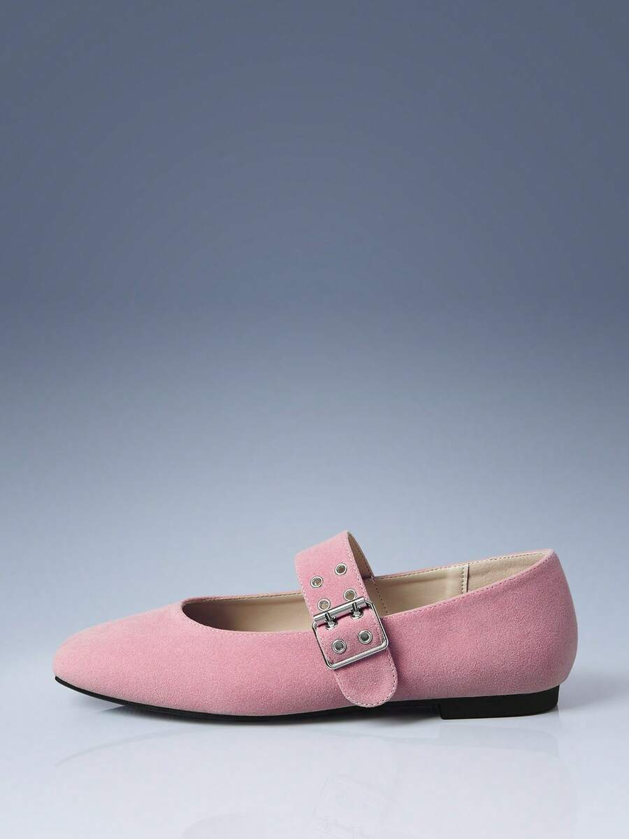 CUCCOO GRLICON 法式复古风方头玛丽珍鞋,女款搭扣低帮鞋,低跟,柔软鞋底,休闲鞋,充满假日氛围,夏季必备,旅行必备 - 淺粉色 - 查看 1