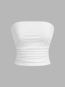 SHEIN EZwear 3件套女士休闲褶皱露脐吊带背心套装 - 彩色 - 查看 4