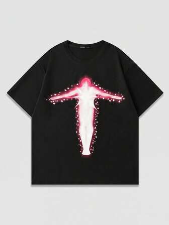 Street Life T-shirt à manches courtes pour hommes avec imprimé de silhouette de figure d'imagerie thermique vintage de rue, été