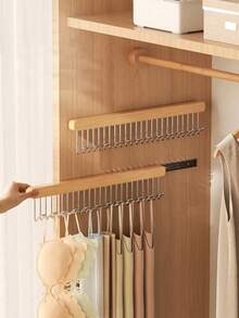 Solid Wooden Wall Mounted Pull Out Hanger For Underwear Hats Scarves Ties Vests Closet Organizer For Women TShirts Pants Dresses Winter Spring Summer Wear - Multicolor - View 1