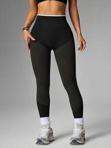 Quần legging nữ cạp cao, kiểu dáng thường ngày, đa năng. - màu đen - Xem 3