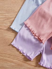 SHEIN [3-Piece Set] Young Girl's Spring/Summer Camisole, Shorts, Embroidered Bow Camisole & Shorts Underwear Set (Random Color) - Multicolor - View 3