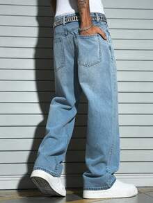 Manfinity EMRG Quần jeans ống rộng dáng thường ngày dành cho nam, kiểu dáng wash ombre. - Rửa nhẹ - Xem 2