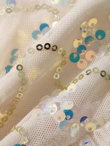 DAZY Áo vest mùa hè gợi cảm, hở lưng, cổ yếm, đính sequin dành cho nữ - trắng - Xem 3
