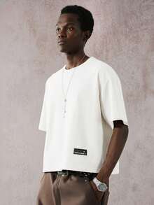 STYNVO Camiseta casual holgada de cuello redondo con gráfico de letras para hombre - Blanco - Ver 7