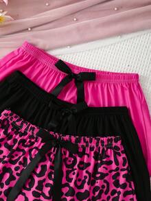 Chillnights 3pcs Women Summer Casual Bow Decor Pajama Bottoms - Multicolor - View 6