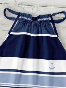 SHEIN LUNE Áo tank top cổ yếm màu xanh navy tối giản, phong cách thường ngày dành cho nữ, thích hợp cho mùa xuân/hè. - Nhiều màu - Xem 4