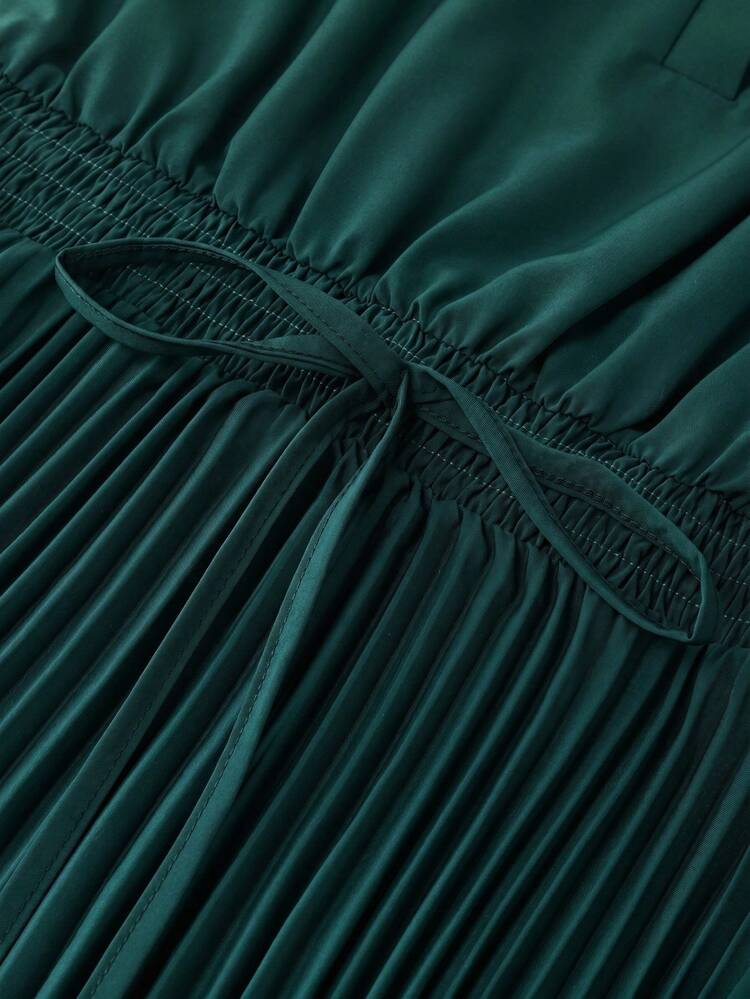 GlowEve Women's Ombre Pleated Hem A-Line Dress, Waist Cinched Design,  Elegant For Vacation, Commute, Valentine's Day, Date, French Chic Retro  Versatile Party, Early Spring/Summer Sleeveless Blue & White New Mid-Length  Dress |
