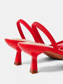CUCCOO HITCHD Chaussures pour femmes quatre saisons avec broderie de perles, éléments en maille, bout pointu, talon fin, talon haut, élégantes, tempérament, mode, sexy, sandales à bride arrière, sandales à talon haut pour dames, talon exposé, élégantes, tempérament, mariage, après-midi, thé, fête, Saint-Valentin, demoiselles d'honneur, mariée, chaussures de mariage, port élégant - Rouge - Voir 4